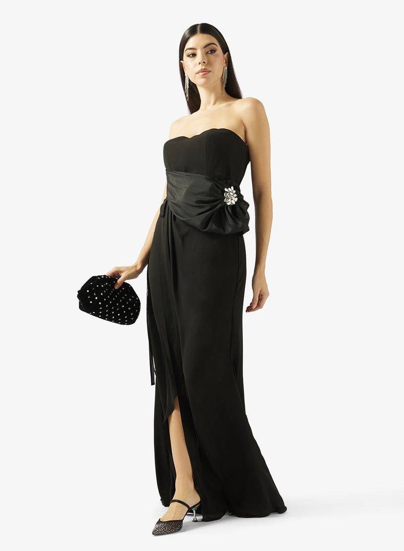 Iyra Side Slit Flared Hem Dress - Image 1